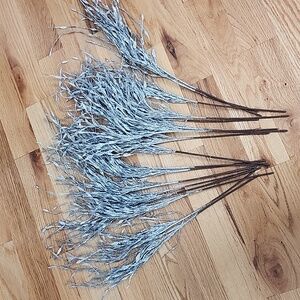 16 tree picks , silver glitter